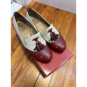 Aerosoles Cream Sota Red Classic Vintage Comfortable Walking Flats 1920s Size 7